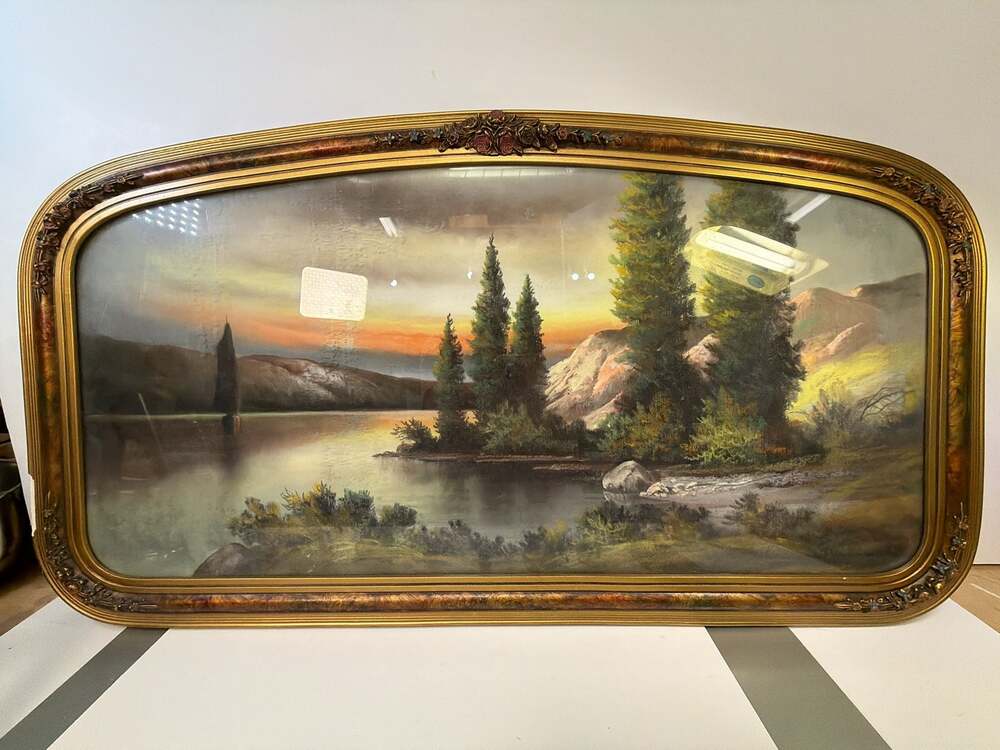 Vintage Andrew Gunderson Signed Pastel Landscape Painting in Decorative Gilded F